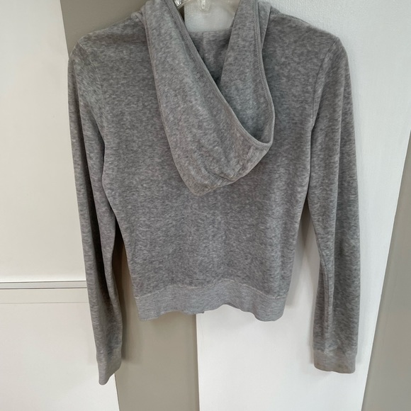 WOMENS JUICY COUTURE GRAY VELOUR ZIP UP JACKET SIZE SMALL - Picture 3 of 4